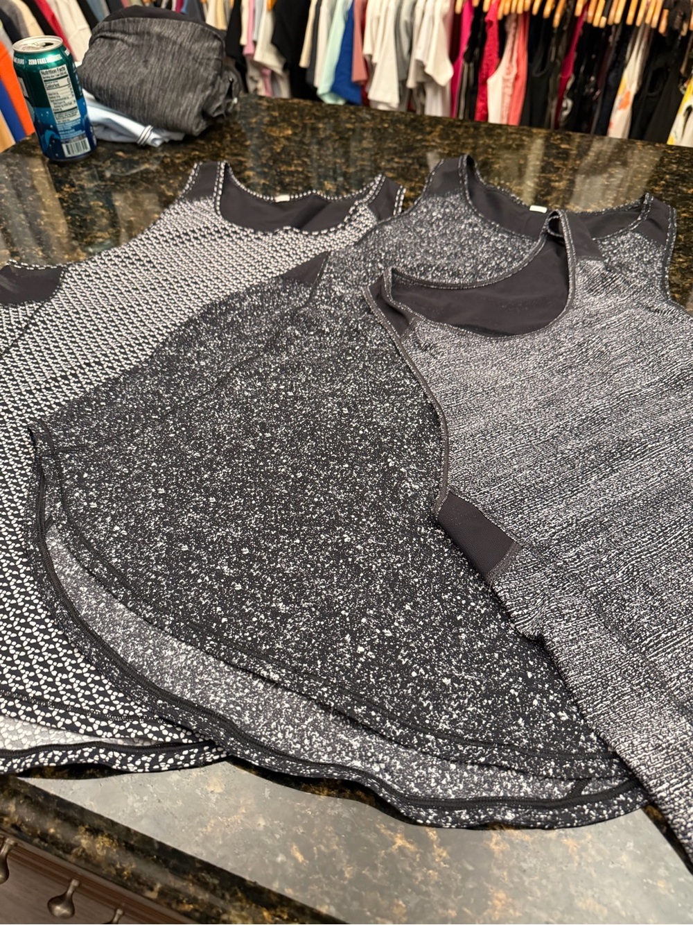 BUNDLE, 4 Lululemon athletica Black & Gray Speckled Racerback Tank Trio